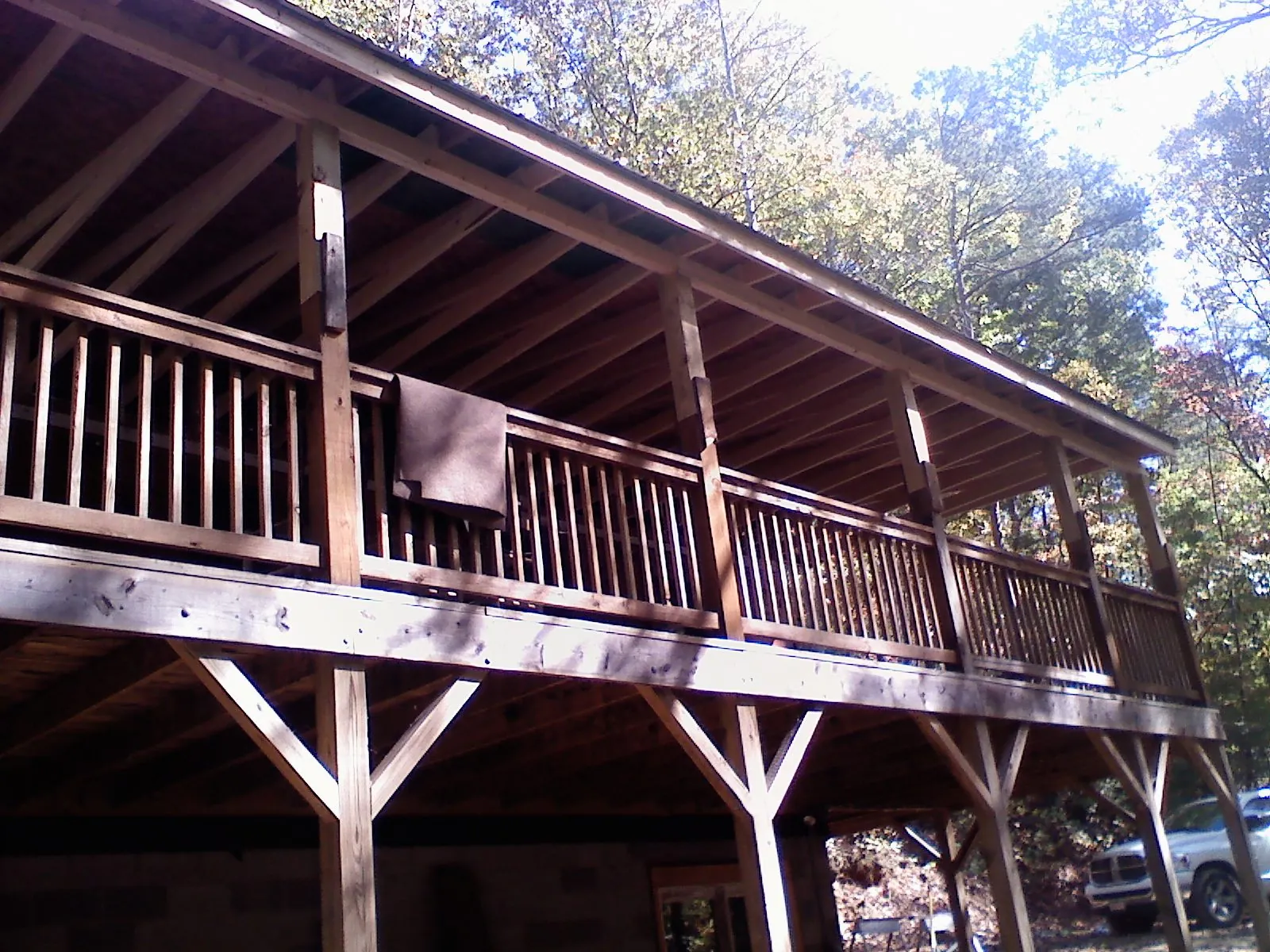 Timber framing under a new elevated porch and deck — Roof Leak Repair in Elmore City by Roofing Brothers